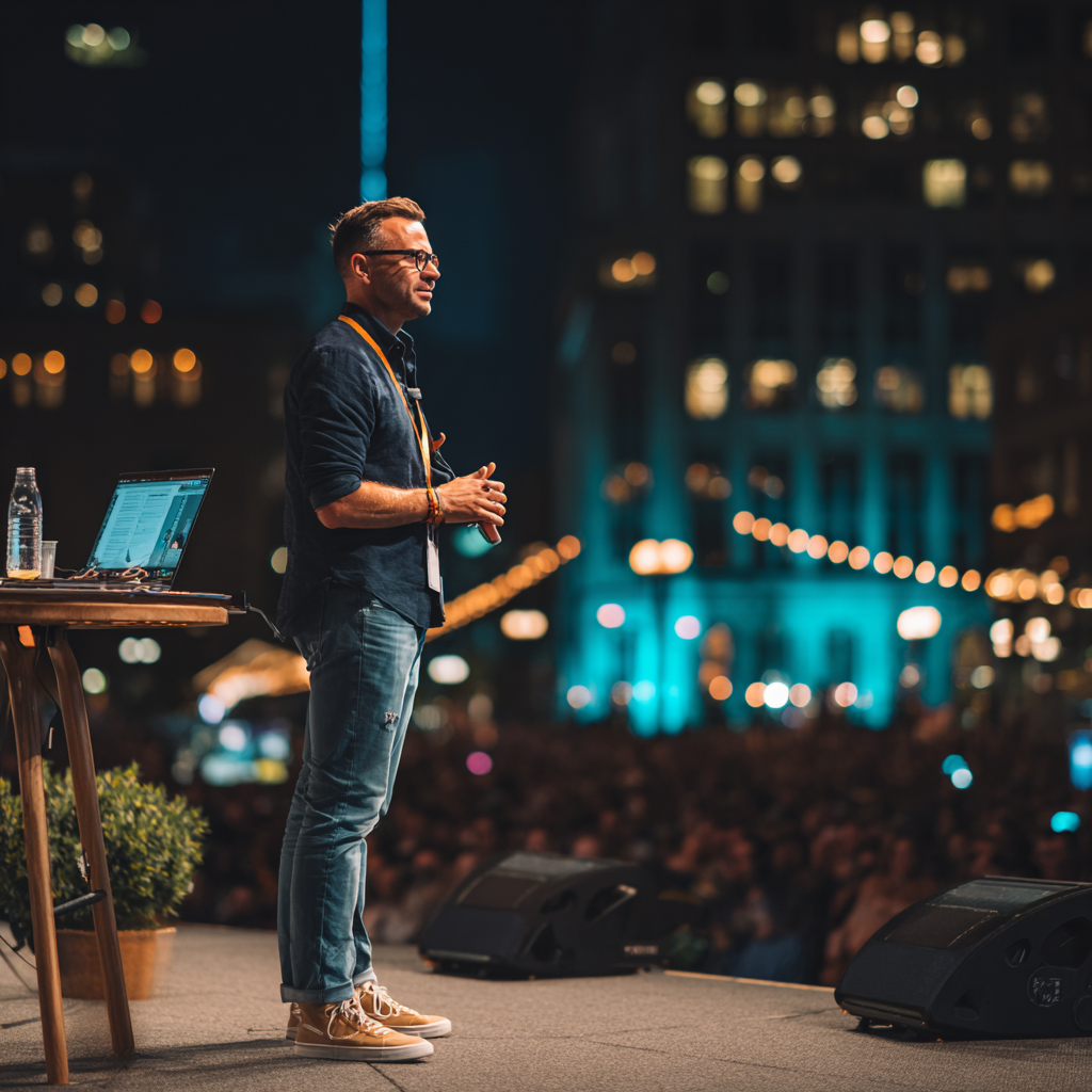 a world class developer on stage